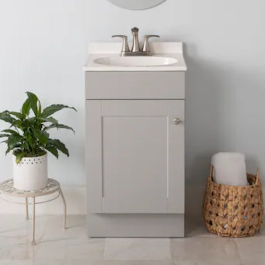 18-in Gray Single Sink Bathroom Vanity with White Cultured Marble Top
